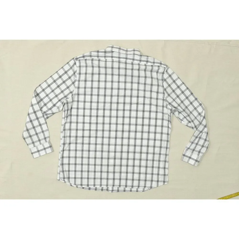 Banana Republic Men's White Plaid Wrinkle Resistant Slim Fit Shirt Size XXL